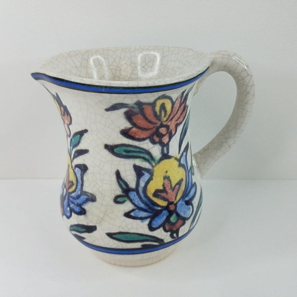 Pottery Barn Creamer Pitcher Vase Iznik Stoneware Turkish Crackleware 5" - Picture 6 of 7